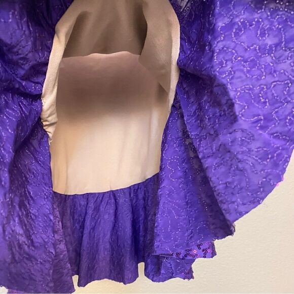 WEISSMAN Balera Dance Costume purple sequin tank peplum SQ7328 TOP Adult MA - Picture 5 of 11